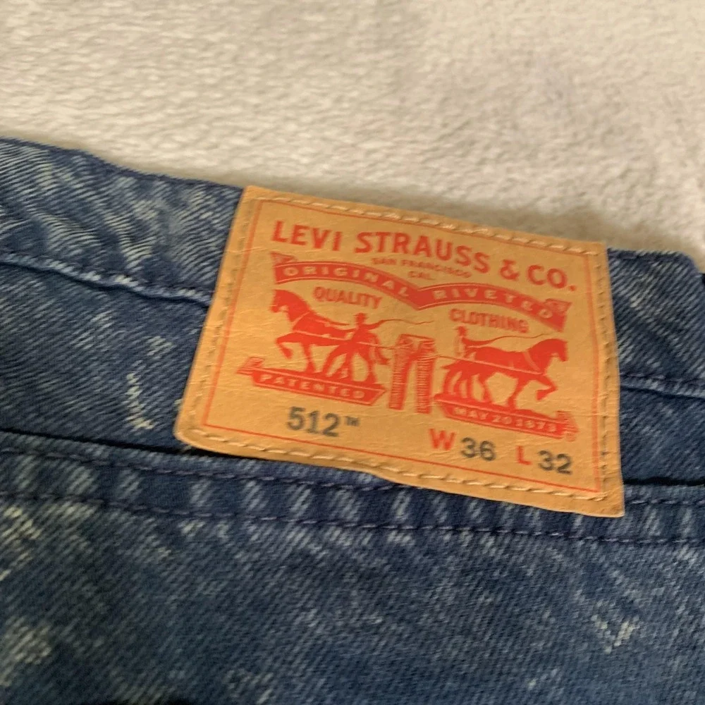 Levis 512 Jeans Mens‎ 36x32 Blue Acid Wash Slim Taper Stretch Denim Zip Fly